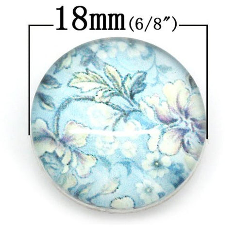 Flower Design Glass Chunk Charm Button Fits Chunk Bracelet 18mm for Noosa Style Bracelet - Sexy Sparkles Fashion Jewelry - 2