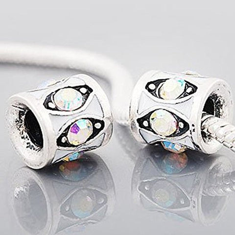 Iridescent  Rhinestone European Bead Compatible for Most European Snake Chain Charm Bracelet - Sexy Sparkles Fashion Jewelry - 2