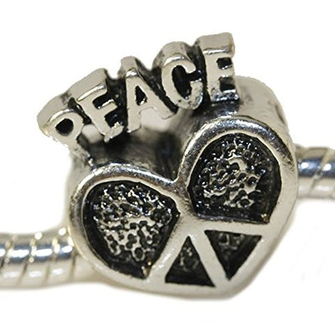 Peace Heart European Bead Compatible for Most European Snake Chain Charm Bracelet - Sexy Sparkles Fashion Jewelry - 1