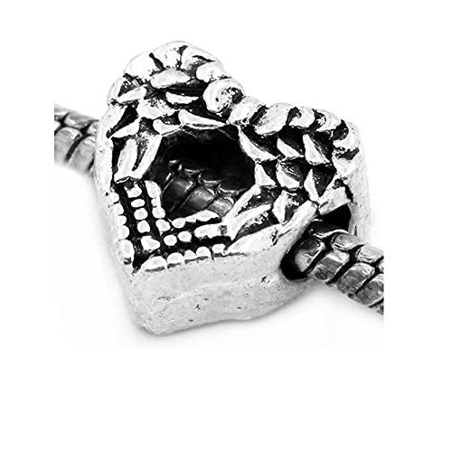 Angel Wings Charm Heart Bead Charm Spacer For Snake Chain Charm Bracelet - Sexy Sparkles Fashion Jewelry - 1