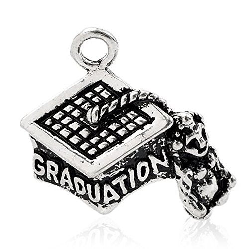 Graduation Trencher Cap Bracelet Necklace Charm Pendant - Sexy Sparkles Fashion Jewelry - 1