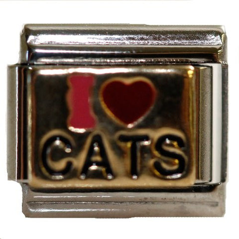 I Love Cats Italian Bracelet Charm - Sexy Sparkles Fashion Jewelry - 1