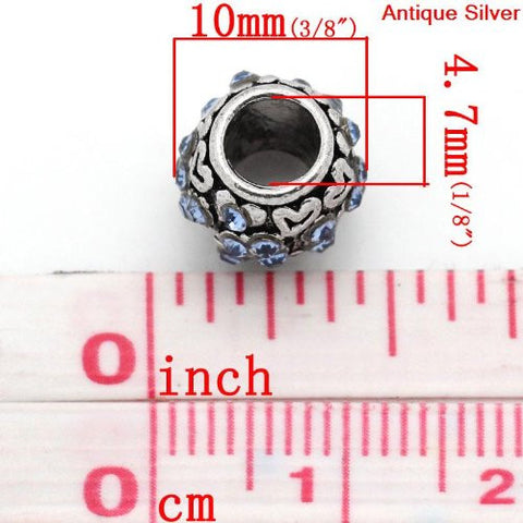 March Birthstone Hearts Shape Spacer Bead Charm for european snake chain charm Bracelet - Sexy Sparkles Fashion Jewelry - 3