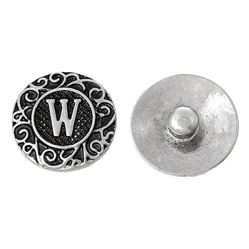 Alphabet Letter W Chunk Snap Button or Pendant Fits Snaps Chunk Bracelet - Sexy Sparkles Fashion Jewelry - 1