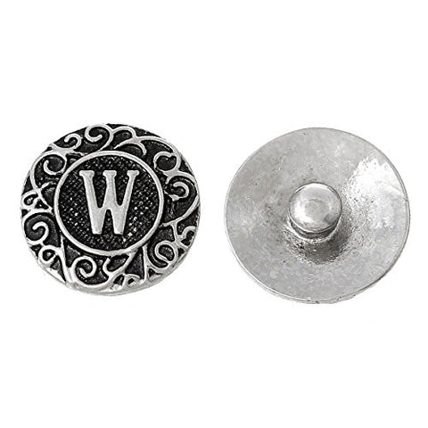 Alphabet Letter W Chunk Snap Button or Pendant Fits Snaps Chunk Bracelet - Sexy Sparkles Fashion Jewelry - 1