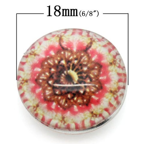 Medallion Flower Design Glass Chunk Charm Button Fits Chunk Bracelet - Sexy Sparkles Fashion Jewelry - 2