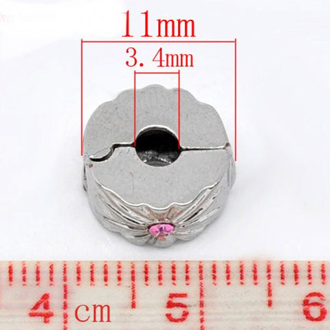 Sunburst with Pink Rhinestone Clip Lock Stopper - Sexy Sparkles Fashion Jewelry - 3