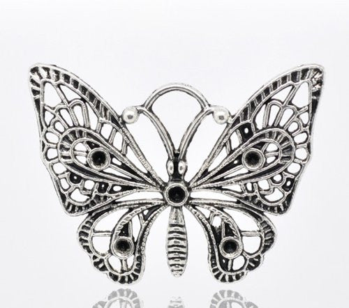 Silver Tone Butterfly Pendant for Necklace - Sexy Sparkles Fashion Jewelry - 1