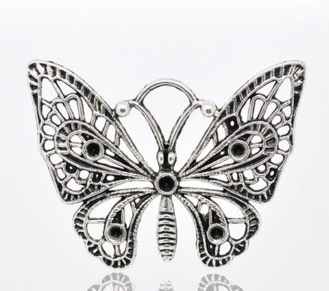 Silver Tone Butterfly Pendant for Necklace - Sexy Sparkles Fashion Jewelry - 1