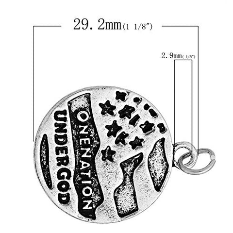 Dangling One Nation Under God Charm Bead for European Snake Chain Charm Bracelet - Sexy Sparkles Fashion Jewelry - 2
