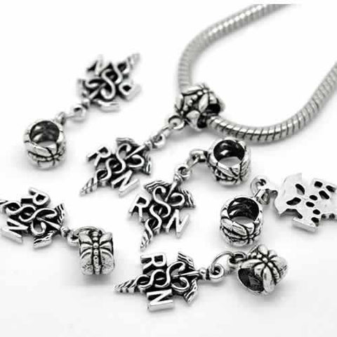 Rn Registered Nurse Caduceus Spacer European Bead Compatible for Most European Snake Chain Bracelet - Sexy Sparkles Fashion Jewelry - 3