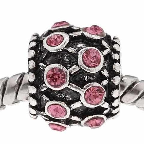 Pink Rhinestone Charm Bead For Snake Chain Bracelet - Sexy Sparkles Fashion Jewelry - 3