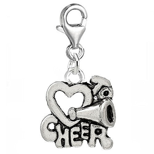 I Love To Cheer Clip On Charm Pendant for European Charm Jewelry w/ Lobster Clasp