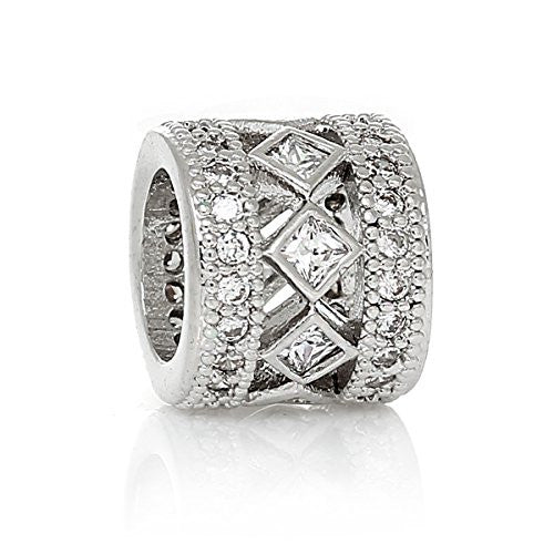 Diamond Shape Clear ed Crystal European European Bead Compatible for Most European Snake Chain Charm Bracelet - Sexy Sparkles Fashion Jewelry - 1