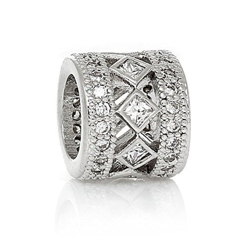 Diamond Shape Clear ed Crystal European European Bead Compatible for Most European Snake Chain Charm Bracelet - Sexy Sparkles Fashion Jewelry - 1