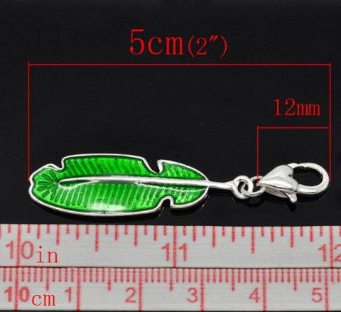 Clip on Feather Charm Pendant for European Jewelry w/ Lobster Clasp - Sexy Sparkles Fashion Jewelry - 3