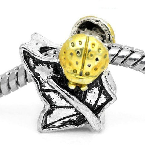 Lady Bug on Leaf Bead Spacer for Snake Chain Charm Bracelet - Sexy Sparkles Fashion Jewelry - 4