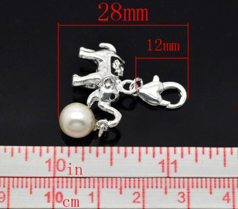 Clip on Elephant with White Imitation Pearl Charm for European Jewelry w/ Lobster Clasp - Sexy Sparkles Fashion Jewelry - 3
