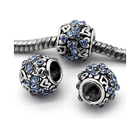 March Birthstone Hearts Shape Spacer Bead Charm for european snake chain charm Bracelet - Sexy Sparkles Fashion Jewelry - 2