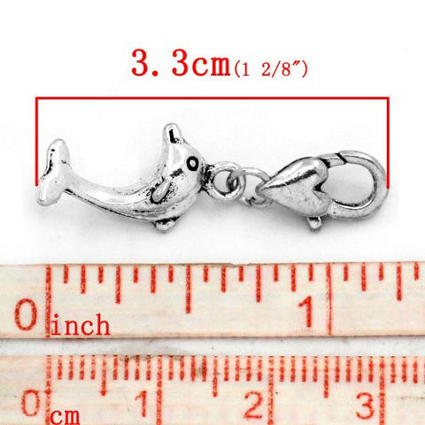 Clip on Dolphin Charm Pendant for European Jewelry w/ Lobster Clasp - Sexy Sparkles Fashion Jewelry - 2