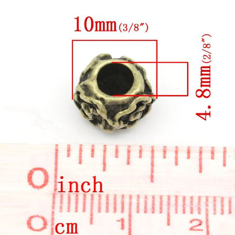 Bronze Plated Flower Carved on European Bead Compatible for Most European Snake Chain Bracelet - Sexy Sparkles Fashion Jewelry - 3