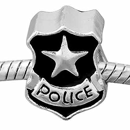Police Officer Badge Cop European Bead Compatible for Most European Snake Chain Bracelet