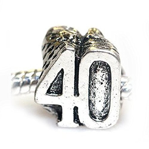 40th Birthday Charm European Bead Compatible for Most European Snake Chain Bracelet