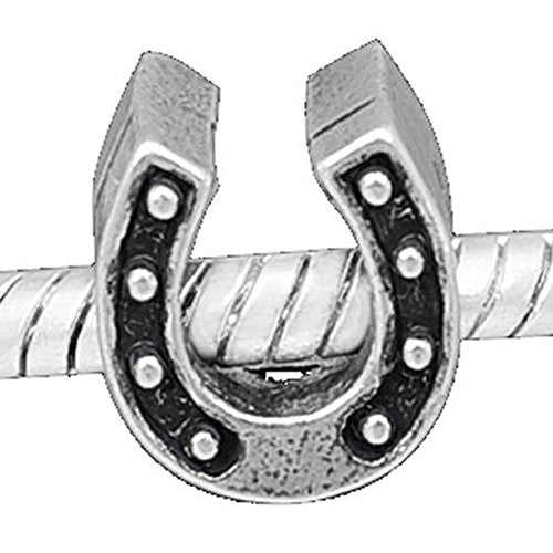 Good Luck Horse Shoe Charm European Bead Compatible for Most European Snake Chain Bracelet