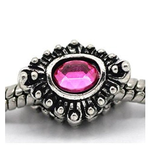 One Fuchsia Acrylic Spacer European Bead Compatible for Most European Snake Chain Bracelet - Sexy Sparkles Fashion Jewelry - 1