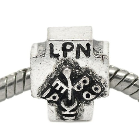 Nurse LPN Bead Charm Spacer for Snake Chain Charm Bracelet - Sexy Sparkles Fashion Jewelry - 1