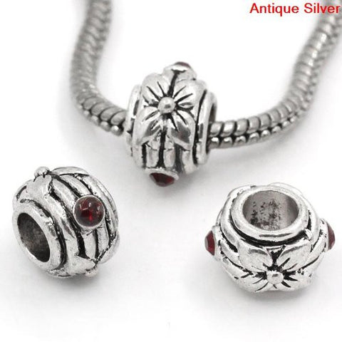 Flower Charm with rhinestone Spacer European Bead Compatible for Most European Snake Chain Bracelet - Sexy Sparkles Fashion Jewelry - 2