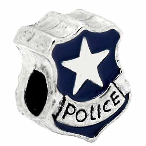 Police Police Officer Badge Blue Enamel Charm European Bead Compatible for Most European Snake Chain Bracelet - Sexy Sparkles Fashion Jewelry - 1