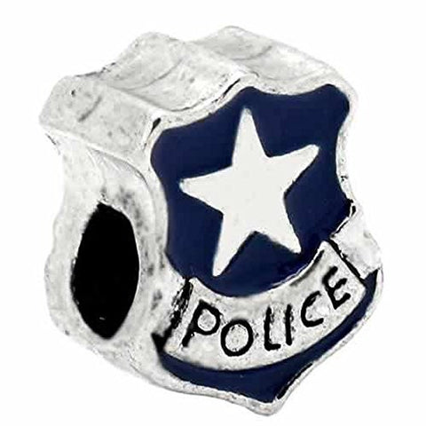 Police Police Officer Badge Blue Enamel Charm European Bead Compatible for Most European Snake Chain Bracelet - Sexy Sparkles Fashion Jewelry - 1
