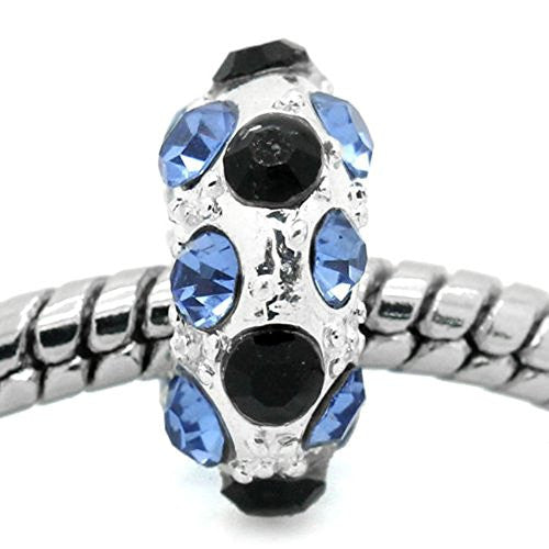 Blue, Clear and Black Bead Spacer for Snake Chain Charm Bracelet