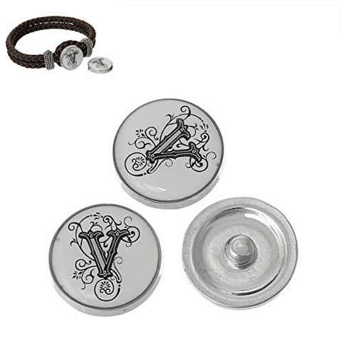 Alphabet Letter V Chunk Snap Button Pendant Fits Snaps Chunk Bracelet - Sexy Sparkles Fashion Jewelry - 3