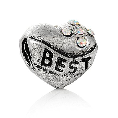 Best w/  Crystals Charm Bead (Clear) - Sexy Sparkles Fashion Jewelry - 1