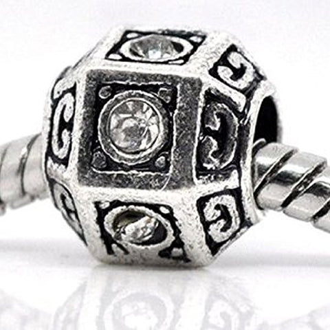 April Rhinestone Birthstone Polyhedron Bead Spacer for Snake Chain Charm Bracelet - Sexy Sparkles Fashion Jewelry - 1