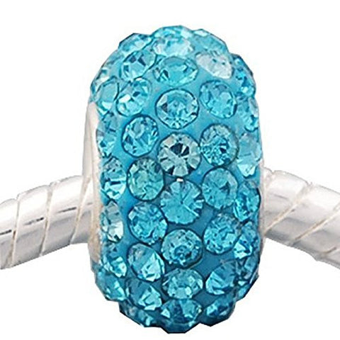 Light Blue  Crystal Bead European Bead Compatible for Most European Snake Chain Charm Bracelet - Sexy Sparkles Fashion Jewelry - 1