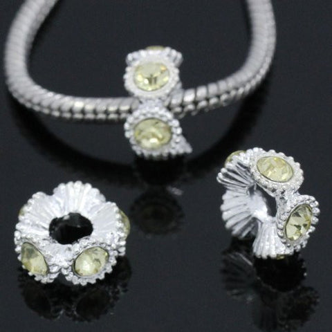 Flower with Clear Rhinestones Charm Spacer For Snake Chain Charm Bracelets - Sexy Sparkles Fashion Jewelry - 3