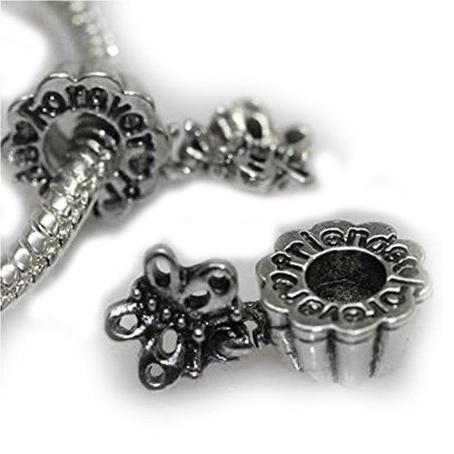 Set of Two (2) Charms Friends Forever Dangle Charm Beads for Snake Charm Bracelet - Sexy Sparkles Fashion Jewelry - 1