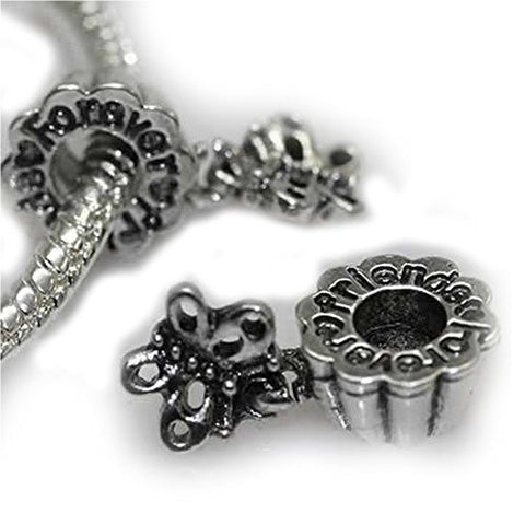 Set of Two (2) Charms Friends Forever Dangle Charm Beads for Snake Charm Bracelet - Sexy Sparkles Fashion Jewelry - 1