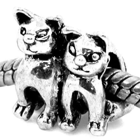 Twin Cats Charm Spacer For Snake Chain Charm Bracelet - Sexy Sparkles Fashion Jewelry - 3