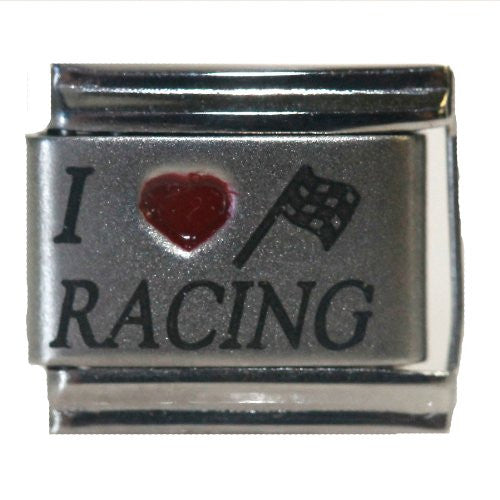 I Love Racing Italian Link Bracelet Charm - Sexy Sparkles Fashion Jewelry - 1