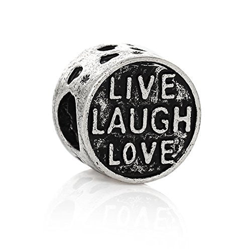 Live Laugh Love Carved Round Bead Compatible for Most European Snake Chain Bracelet - Sexy Sparkles Fashion Jewelry - 1