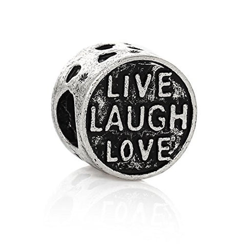 Live Laugh Love Carved Round Bead Compatible for Most European Snake Chain Bracelet - Sexy Sparkles Fashion Jewelry - 1