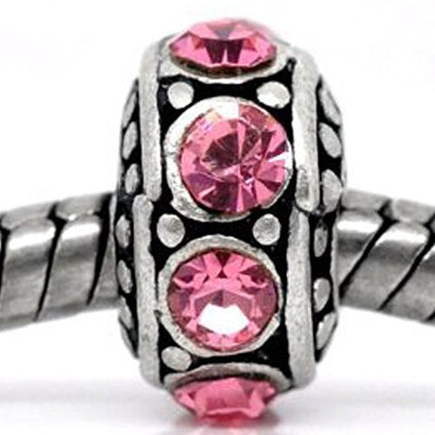 Birthstone Spacer Bead Charm (October Pink) - Sexy Sparkles Fashion Jewelry - 1
