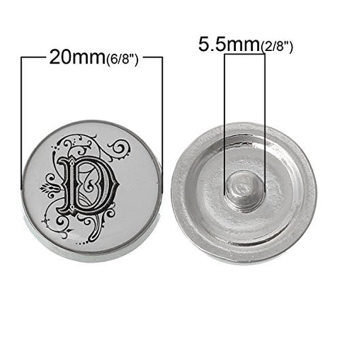 Alphabet Letter D Chunk Snap Button Pendant Fits Snaps Chunk Bracelet - Sexy Sparkles Fashion Jewelry - 2