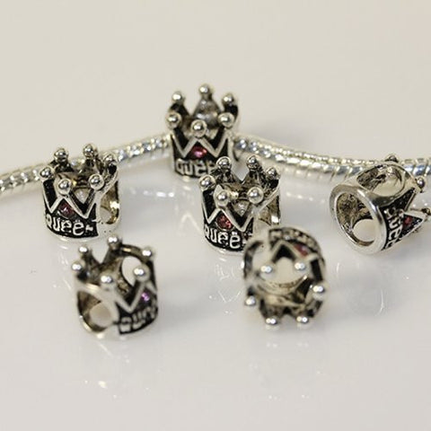 Queen Crown with Pink Crystals Charm European Bead Compatible for Most European Snake Chain Bracelet - Sexy Sparkles Fashion Jewelry - 2