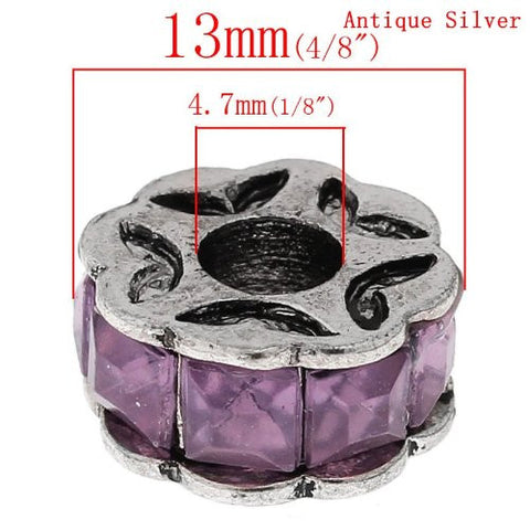 Amethyst Flower Design Charm Beads for Snake Charm Charm Bracelet - Sexy Sparkles Fashion Jewelry - 3
