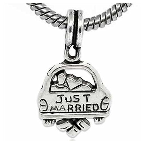 Just Married Dangle European Bead Compatible for Most European Snake Chain Charm Bracelet - Sexy Sparkles Fashion Jewelry - 1